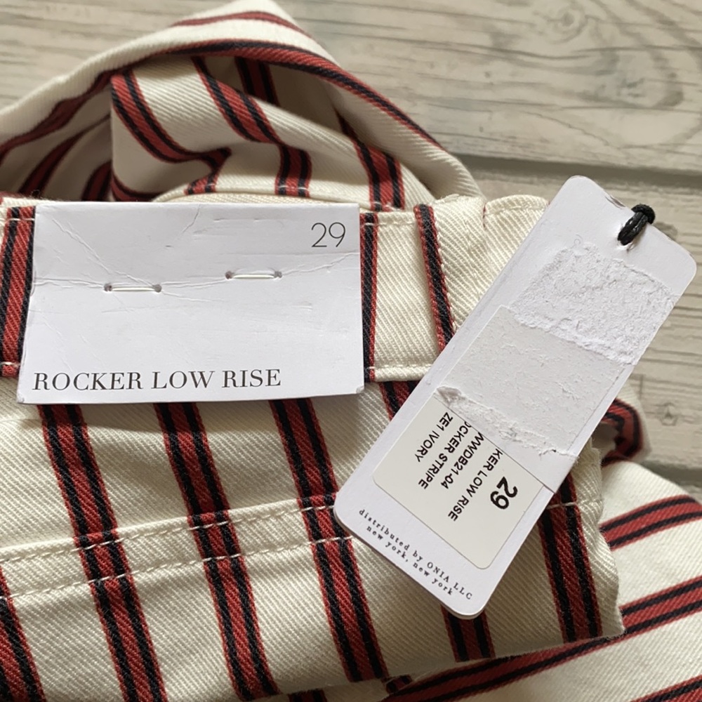 WeWoreWhat Rocker Low Rise Jeans In Ivory Stripe Size 29 - Picture 11 of 12